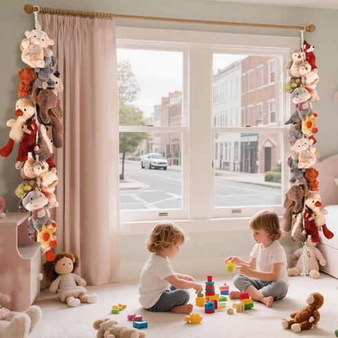 CERETIA 80" 2-Pack 20 Cotton Hanging Storage Chain For Stuffed Animals Storage with Metal Clips, Stuffed Animal