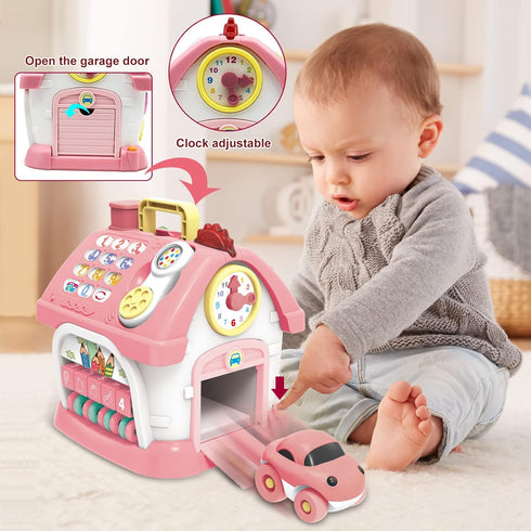 Montessori Toys for 1+ Year Old Girl, 8-in-1 Toddler Toys with Sound, Lights, Music, Clock, Telephone, Car