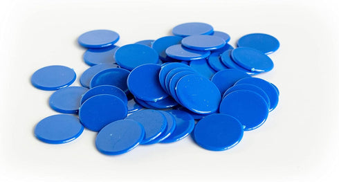 Plastic Counters: Blue Color Gaming Tokens - 50 Pieces for Bingo Chips, Tiddly Winks, and Board Games