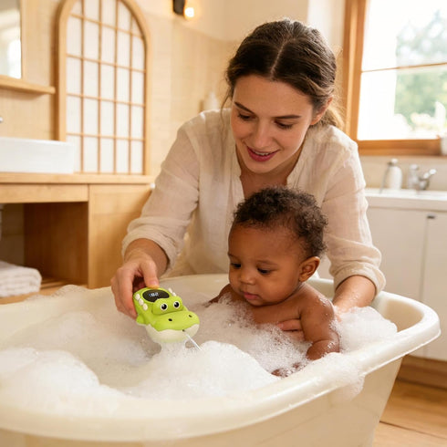 Generic Swimming Bathtub Temperature Gauge Kids | Crocodile Water-Spraying Tub LED Display Measure Toy,Bath Temperature