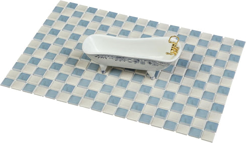 REDUCIO! 150 1:12 pcs, Dollhouse Flooring, Scale Doll House Tiles, Miniature Checkerboard Floor, (Blue and Soft Grey)