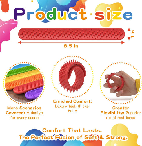 CEMECER 6 Pack Sensory Fidget Toys for Kids, Textured Silicone Slap Bracelets, Stress Relief Fidgets Toy for Anxiety