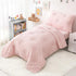 Sets 4 Pink Toddler Bedding for Girls, Pieces Soft Microfiber Floral Embroidery Toddler Bed-in-a-Bag Includes Soft