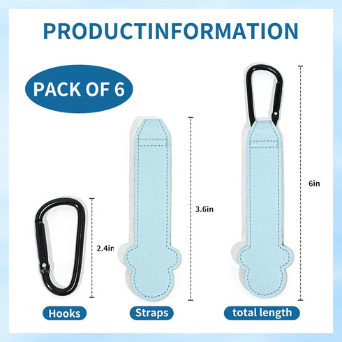 HOXITRADE 6PCS Stroller Hooks for Diaper Bags Durable Leather Stroller Straps & Heavy-Duty Clips | Universal Stroller