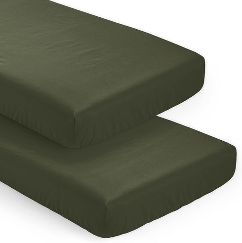 Sweet Jojo Designs 2-Piece Baby Crib Sheets Set (Solid Dark Green) for