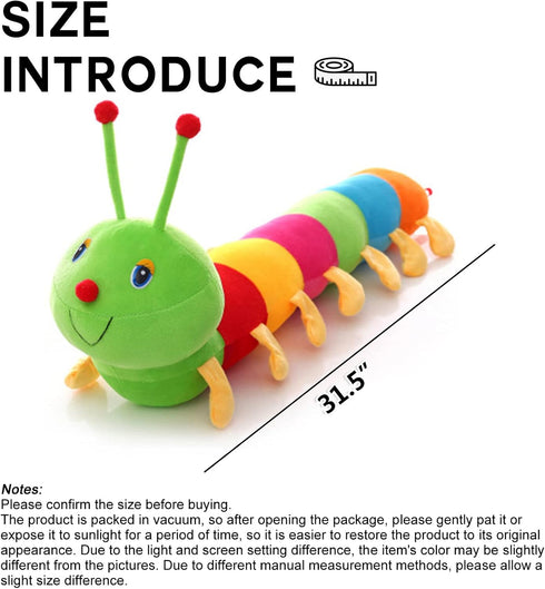 CHELEI2019 31.5 Inch Caterpillar Stuffed Animal - Colorful Long Giant Pillow Plush Gift