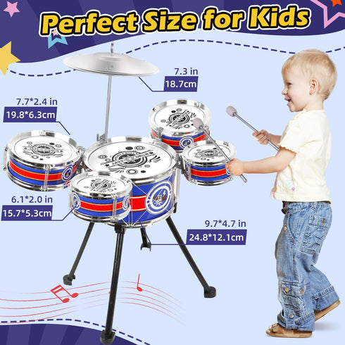 Set Set 5 3 4 5 Toy Drum for Toddlers Upgrade Drums Kit Kids Jazz Drum with Stool, Drums Percussion Musical Instruments