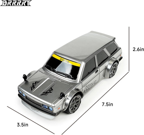 BRRRRT 4WD Car,1:24 Car,20KM/H 6+ High Speed RC Drift Remote Control Mini RC Drift Car with LED Lights,Adjustable High