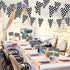 98ft Checkered Black & White Pennant Banner, Racing Flags with 20Pcs 11.8 Inch Plastic Sticks