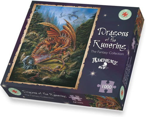 Gothic Fantasy 1000 Jigsaw Puzzle for Adults - Dragons of The Runering, Mystical Magical Artwork