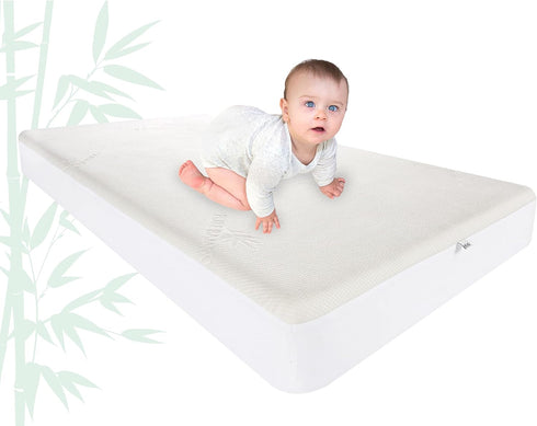 Bamboo Crib Mattress Protector by Pure Bamboo, Waterproof - Breathable, Noiseless Mattress