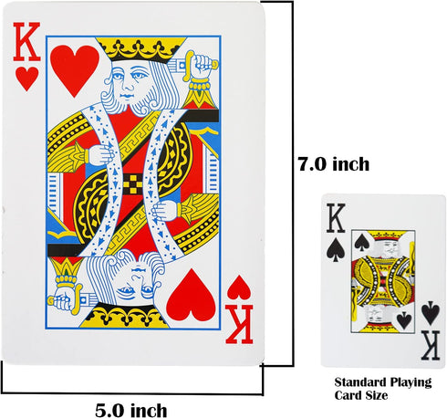 Yuanhe Jumbo Large Playing Cards - Giant Deck of Oversized Full Deck for Casino Party Decorations (5x7 inch)