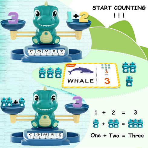3 4 5 6 7 Kaodezhu Dinosaur Math Balance Toy for Boys and Girls - Montessori Matching Letter Toy for Kids Year Olds