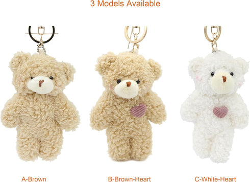 Zitokin 5" Inch Backpack Bear Plush Keychain Toys for Kids with Purple Heart Stuffed Teddy Plushie Purse Pendant Gift