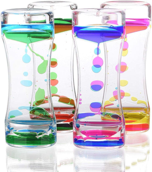 Special Supplies Liquid Motion Bubbler Toy (4-Pack) | Colorful Hourglass Timer | Sensory Play for Bedroom, Kitchen,