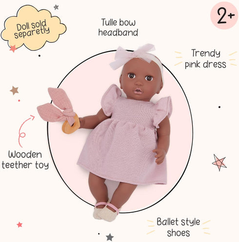 14-Inch 2+ LullaBaby Baby Doll Clothes Pink Dress, Headband, Teether & Shoes Pretend Play Years Baby Doll Dress Outfit