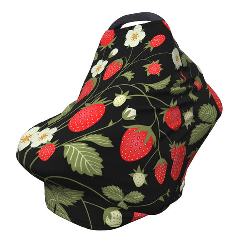 Schgap Strawberries Car Seat Covers Canopy for Baby, Soft Stroller Cover Nursing Cover
