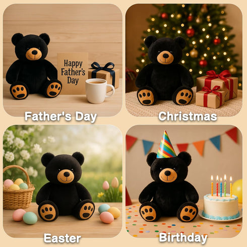 WEIGEDU Black Teddy Bear Stuffed Animals Plush Toys, Stuffed Black Bear, Teddy Bear Plush Toys for Boy Girl Kids