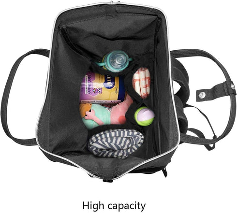 Backpack Backpacks Black And White Dinosaur Skeleton Diaper Bag Travel Large Capacity Multi-Function Zipper Casual