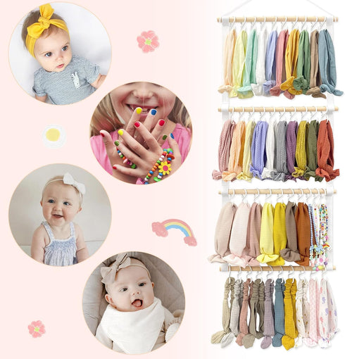 POVETIRE Headband Holder for Girls Baby Headband Organizer Head Bands Hair Accessories Display Organizer Wall Hanging
