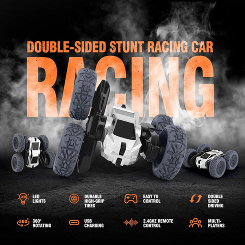 Funzooka 360-degree RC Stunt Cars Remote Control Car Double-Sided Driving Flips Rotating Car Toy
