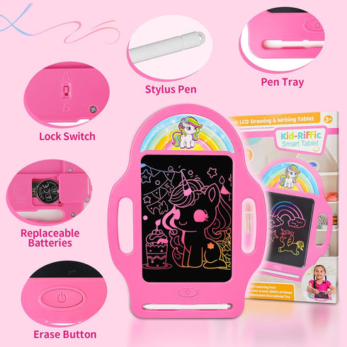 8.5 Inch 2-6, Unicorn LCD Writing Tablet for Kids Drawing Tablet Doodle Board with Handle, Travel Car Toy for Girls
