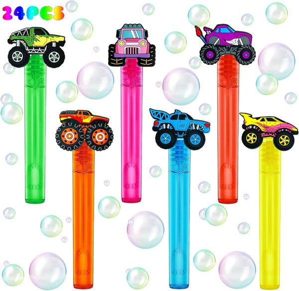 uoyoi Monster Truck Party Favors,24Pcs Car Bubble Wands for Kids,Cool Bubble Wand for