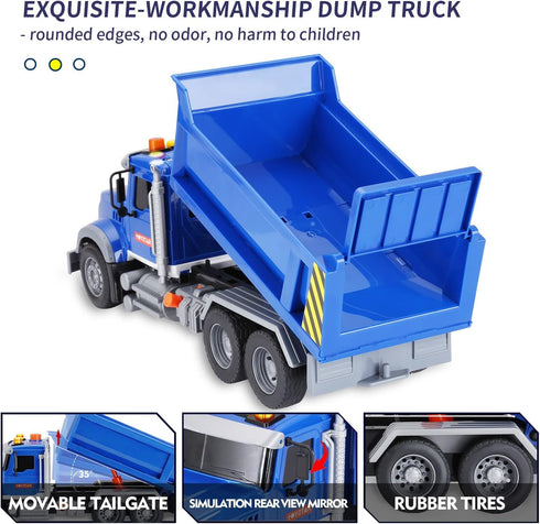 haomsj Big Dump Truck Toy Light Up & Moveable Lifting Back Garbage Push and Go Car Plastic Beach Construction Toy