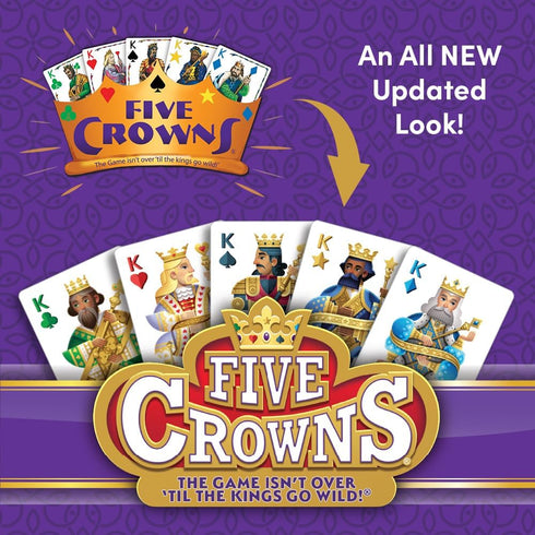 PlayMonster Five Crowns - 5 Suited Rummy-Style Card Game, The Game Isn't Over Until the Kings Go Wild!