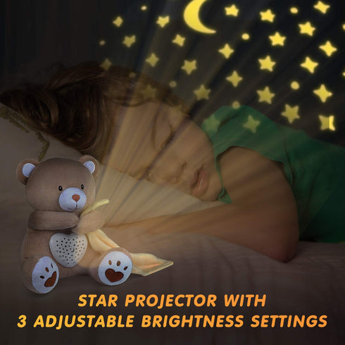 BEREST Rechargeable Baby Sleep Soother Bear, Mom's Heartbeat & Lullabies, White Noise Sound, Nursery Decor Night Light