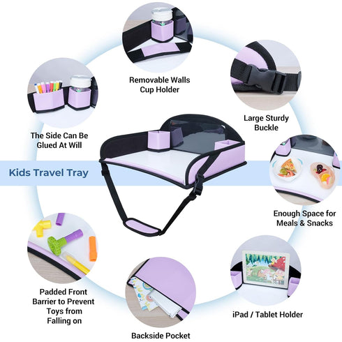 COOLBEBE Kids Travel Tray for Car Seats, Toddler Lap Desk with Dry Erase Surface, Portable Activity Table for Road