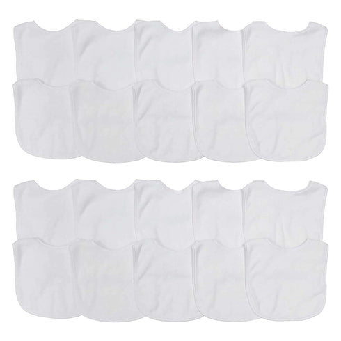 Neat Solutions 20 Pack 2-Ply Knit Terry Feeder Bibs in White