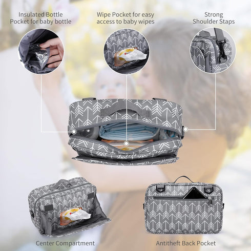 Universal Stroller Caddy Accessories, All-in-One Baby Organizer with Insulated Pocket for Diapers, Toys & Snacks