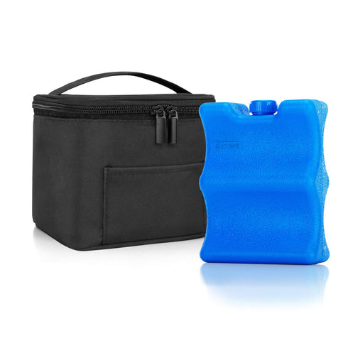 Teamoy Breastmilk Cooler Bag with Ice Pack, Baby Bottles Bag for 4 Large 5 Ounce Bottles, Black
