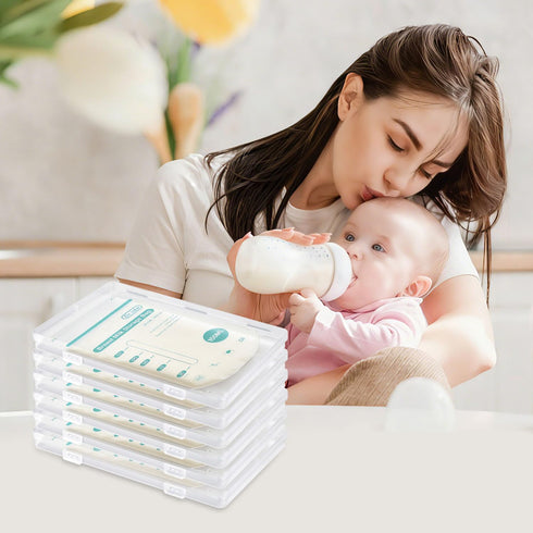 Pinsit 20PCS 7.48 5.11 0.67 Clear Flat Breast Milk Freezer Storage Organizer, Breast Milk Storage Bags Freezer