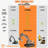 Dogern 3-12, 3-IN-1 2.4GHz 14 680Rotating, 2400mAh RC Excavator Toy for Boys Bucket/Claw/Drill, Channel Construction