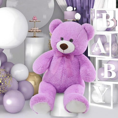 36 Inch Big Teddy Bear Cute Giant Stuffed Animal Plush Bear for Kids and Girlfriend in Purple