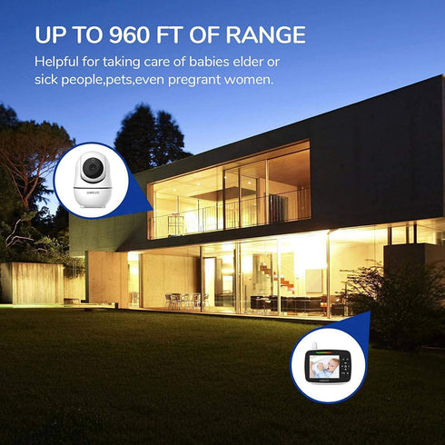 ANMEATE 960ft RangeBlack1 Baby Monitor with Remote Pan-Tilt-Zoom Camera,Large Display Video Baby Monitor with Camera