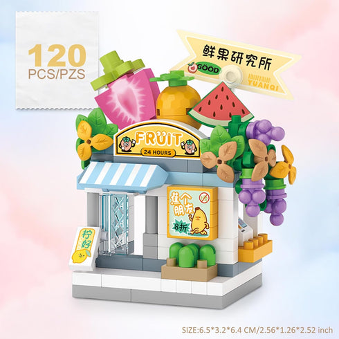 MEIEST 4 Set,Simulation PCS Mini City Shop Street View Building Blocks Architecture Collection Particle Construction