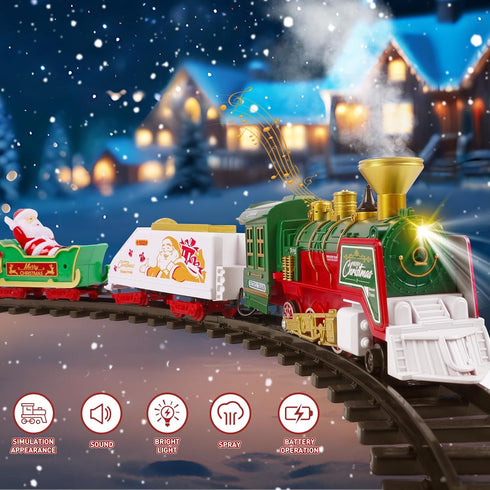 Set Set 3-12 TERRAMUS Christmas Train - Hanging Train Toys with Smoke Light & Sound for Boys Girls,Train Around Under