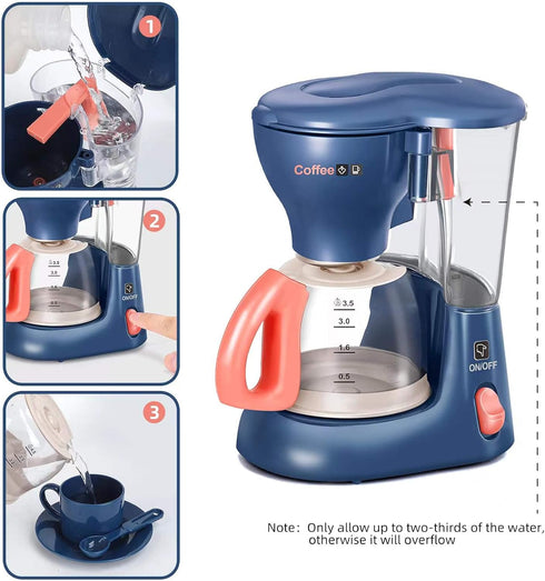 Pretend Play Kitchen Appliances Toy Set with Coffee Maker, Blender, Mixer, Toaster - Realistic Light & Sounds for Kids