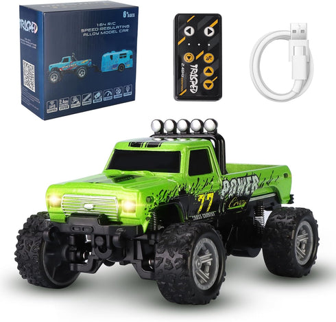hehred Mini RC Truck,1:64 Scale Monster Truck Remote Control Car with Lights, 2.4Ghz
