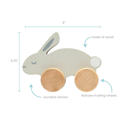 Pearhead Wooden Toy Bunny, Push and Pull Montessori Toy for Baby Girl or Boy Nursery Accessory