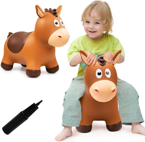 Bouncy Horse for Toddlers 1-3 - Inflatable Ride on Animal Hopper Toys for Kids