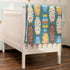 Boho Surfboard Baby Blankets for Boys Girls, Colorful Soft Flannel Swaddle, 30x40, Beach Surfing Theme