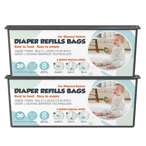 Zippland Diaper Pail Refills Bags with 30 Bags Compatible with Genie Easy Roll
