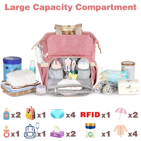 Backpack, Backpack Jiefeike Diaper Bag Pink Baby Girls Diaper Bag for Mom, Travel Baby Bags for Women, Insulated