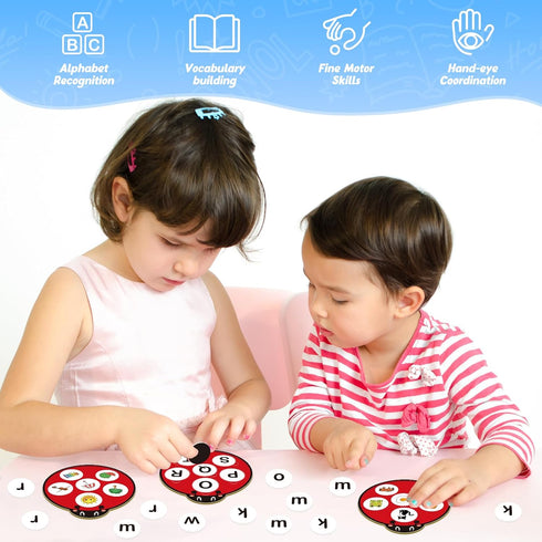 Alphabet Bingo Games for Kids - Animal Bingo, ABC Flash Cards, Letter Matching Board Games for Ages 3-6