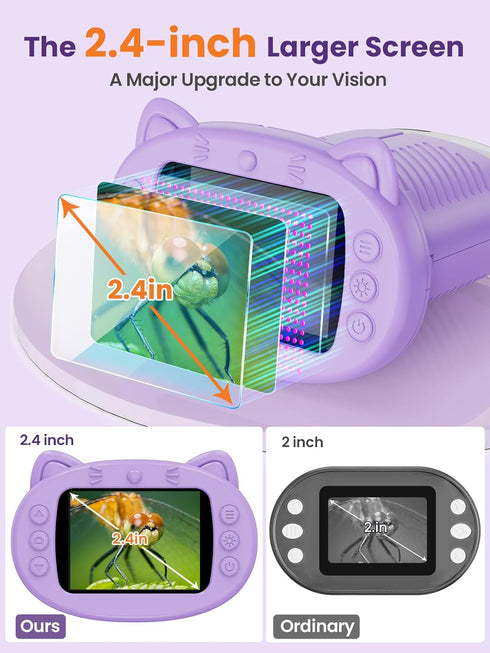 Vorth 2.4 Inch 1000X 3+, Microscope for Kids, Digital Microscope with Magnification, Handheld Camera Mini Pocket