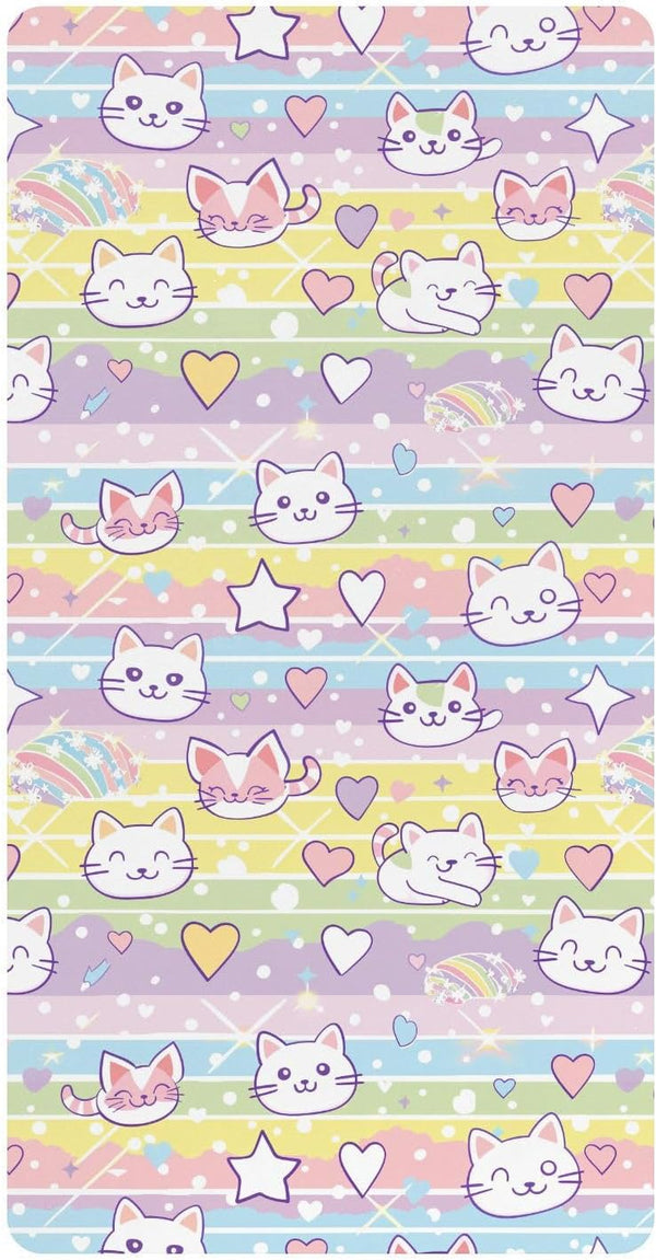 miaozhen Cotton Baby Crib Sheets Comfy Breathable Cats Cartoon Children Crib Sheet for